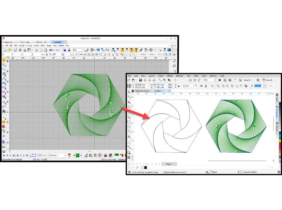 Curves and sutures can be copied and pasted from iDesign Pro to other graphic programs