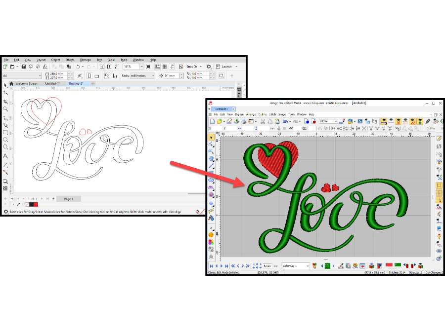 You can copy and paste curves from other graphics programs into iDesign Pro and convert them into sutures.